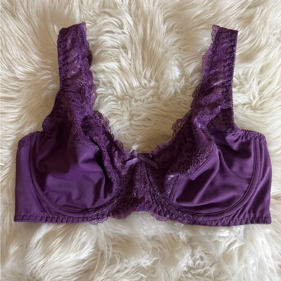 Curve Muse Minimizer unlined underwire bra with lace Size 36C Purple New - Picture 2 of 15